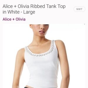 Alice +olivia Medium KORI EMBELLISHED RIBBED TANK NWT Alice + Olivia Medium